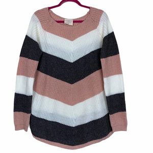 Hyped Unicorn Chevron Knit ScoopNeck Tunic Sweater